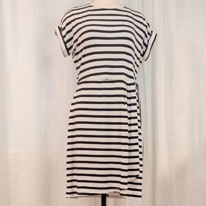 Comfy B&W Striped "Wrap" Dress